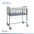 AG-CB005 Moving stainless steel frame hospital infant crib new born baby bed